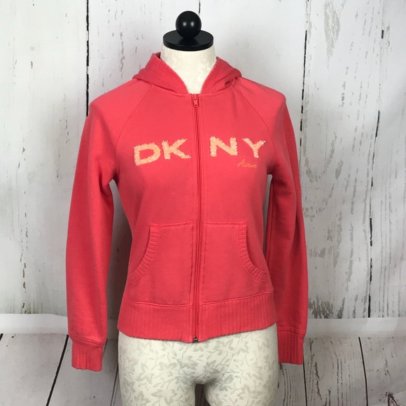 Dkny Tops - DKNY Active Coral Zip Up Hooded Jacket